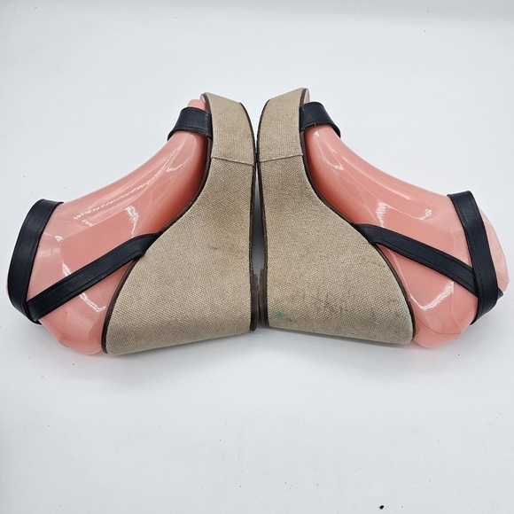 J Crew Womens Tweed Wedge Sandals Open Toe Ankle Strap Made In Italy Black 7.5 - Picture 7 of 13